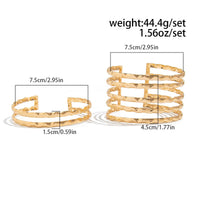 Thumbnail for Geometric 2pcs Hammered Hollow Bangle Arm Cuff Set - ArtGalleryZen