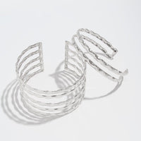 Thumbnail for Geometric 2pcs Hammered Hollow Bangle Arm Cuff Set - ArtGalleryZen