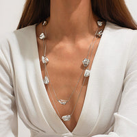 Thumbnail for Geometric 2pcs Irregular Pattern Charm Long Chain Necklace Set - ArtGalleryZen