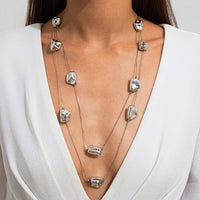 Thumbnail for Geometric 2pcs Irregular Pattern Charm Long Chain Necklace Set - ArtGalleryZen