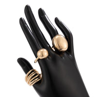 Thumbnail for Geometric 3Pcs Chunky Glossy Hollow Ring Set - ArtGalleryZen