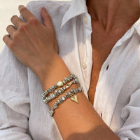 Thumbnail for Geometric 3pcs Heart Charm Irregular Beaded Bracelet Set - ArtGalleryZen