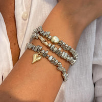 Thumbnail for Geometric 3pcs Heart Charm Irregular Beaded Bracelet Set - ArtGalleryZen