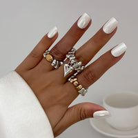 Thumbnail for Geometric 3pcs Heart Charm Irregular Beaded Ring Set - ArtGalleryZen