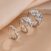 Thumbnail for Geometric 3pcs Irregular Pleated Stackable Ring Set - ArtGalleryZen