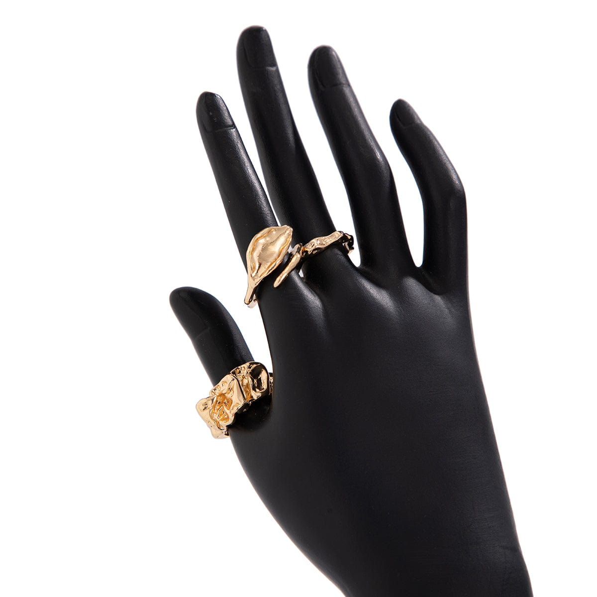 Geometric 3pcs Irregular Pleated Stackable Ring Set - ArtGalleryZen