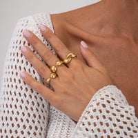 Thumbnail for Geometric 3pcs Waterdrop Open Ring Set - ArtGalleryZen