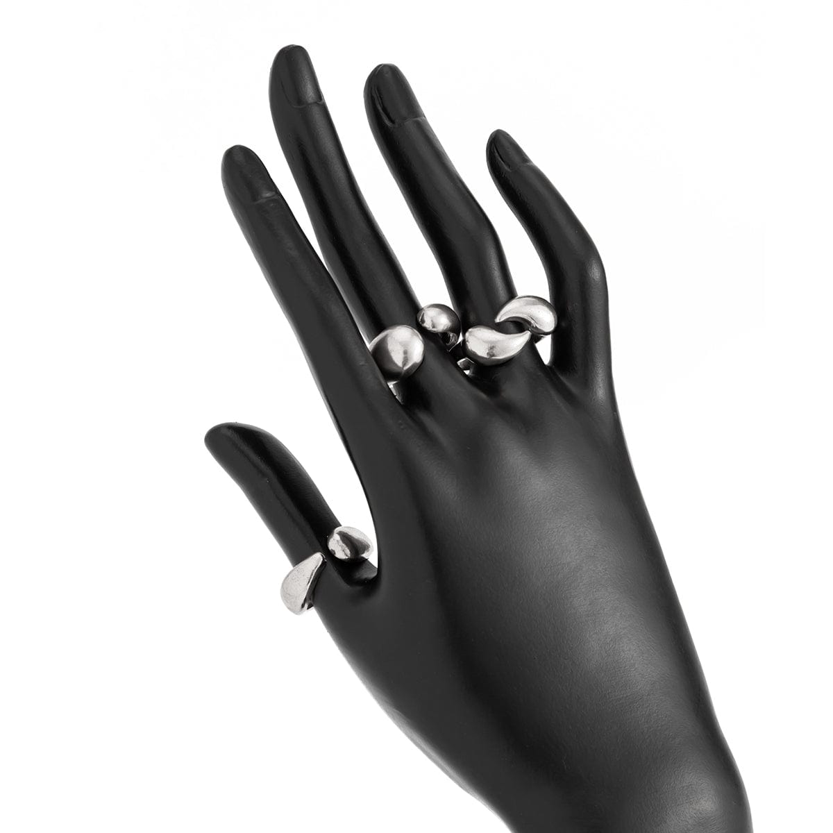 Geometric 3pcs Waterdrop Open Ring Set - ArtGalleryZen