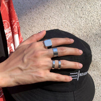 Thumbnail for Geometric 4 Pieces Silver Tone Stackable Ring Set - ArtGalleryZen