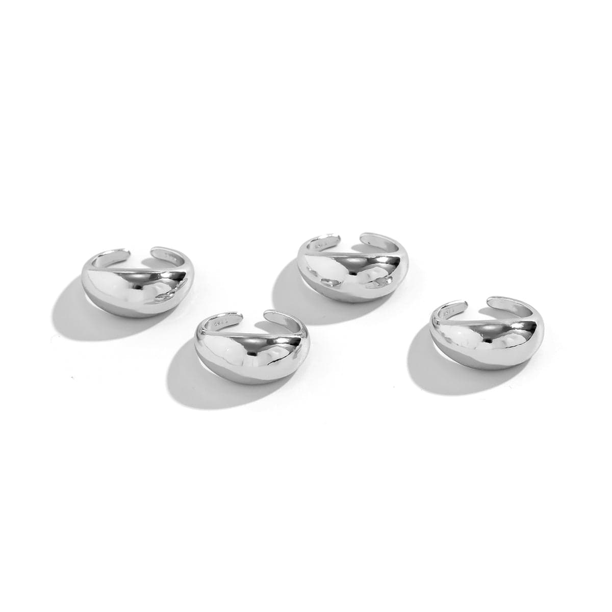 Geometric 4pcs Gold Silver Plated Open Ring Set - ArtGalleryZen