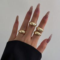 Thumbnail for Geometric 4pcs Gold Silver Plated Open Ring Set - ArtGalleryZen