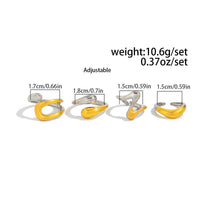 Thumbnail for Geometric 4pcs Two Tone Waterdrop Ring set - ArtGalleryZen