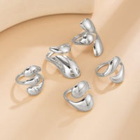 Thumbnail for Geometric 5pcs Chunky Glossy Waterdrop Ring Set - ArtGalleryZen
