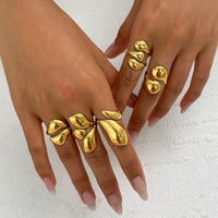 Thumbnail for Geometric 5pcs Chunky Glossy Waterdrop Ring Set - ArtGalleryZen