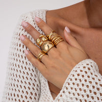Thumbnail for Geometric 5pcs Chunky Hollow Waterdrop Open Ring Set - ArtGalleryZen