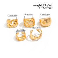 Thumbnail for Geometric 5pcs Chunky Hollow Waterdrop Open Ring Set - ArtGalleryZen