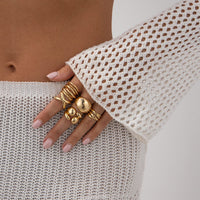 Thumbnail for Geometric 5pcs Chunky Hollow Waterdrop Open Ring Set - ArtGalleryZen