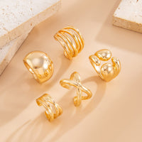 Thumbnail for Geometric 5pcs Chunky Hollow Waterdrop Open Ring Set - ArtGalleryZen
