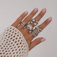 Thumbnail for Geometric 5pcs Chunky Hollow Waterdrop Open Ring Set - ArtGalleryZen