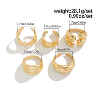 Thumbnail for Geometric 5pcs Cross Hollow Open Ring Set - ArtGalleryZen