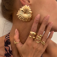 Thumbnail for Geometric 5pcs Cross Hollow Open Ring Set - ArtGalleryZen