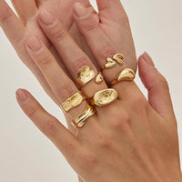 Thumbnail for Geometric 5pcs Heart Waterdrop Open Ring Set - ArtGalleryZen