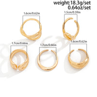 Thumbnail for Geometric 5pcs Hollow Curved Pattern Stackable Ring Set - ArtGalleryZen