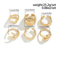 Thumbnail for Geometric 6pcs Irregular Curved Waterdrop Open Ring Set - ArtGalleryZen