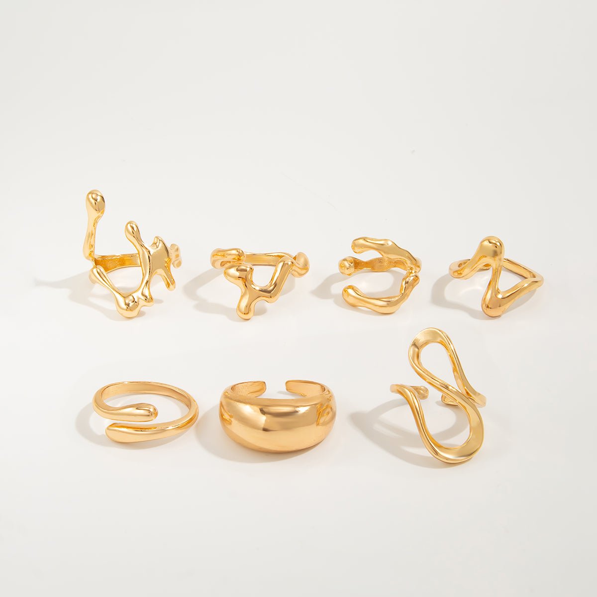 Geometric 7pcs Irregular Waterdrop Ring Set - ArtGalleryZen
