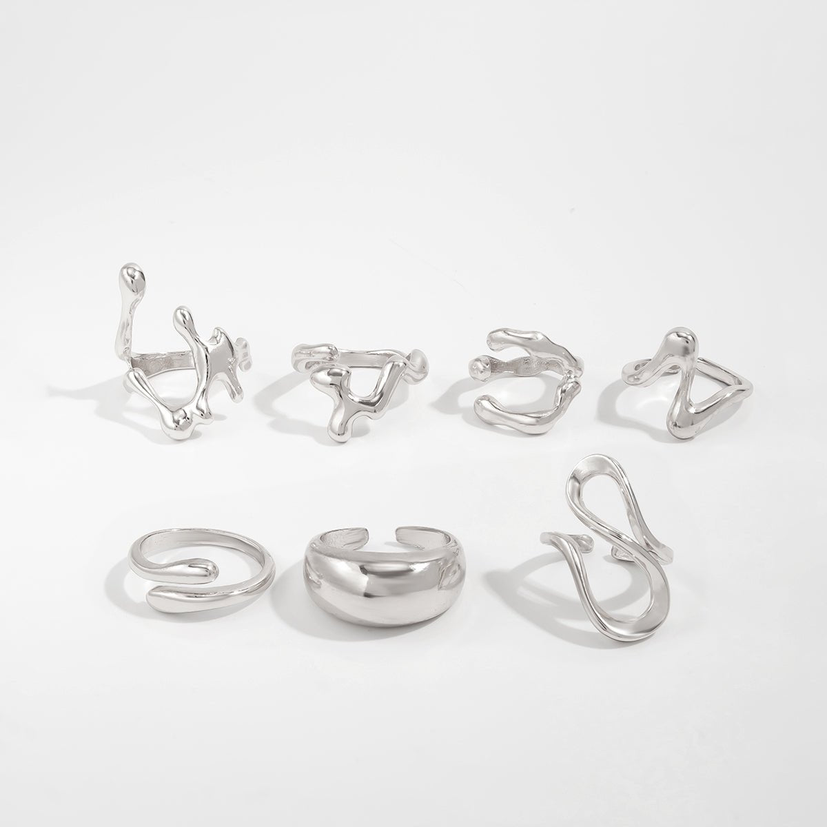 Geometric 7pcs Irregular Waterdrop Ring Set - ArtGalleryZen