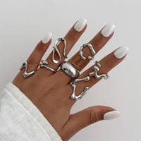 Thumbnail for Geometric 7pcs Irregular Waterdrop Ring Set - ArtGalleryZen
