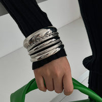 Thumbnail for Geometric 8 Pieces Gold Silver Tone Bangle Bracelet Set - ArtGalleryZen
