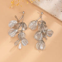 Thumbnail for Geometric Abstract Chunky Dangling Floral Pearl Earrings - ArtGalleryZen