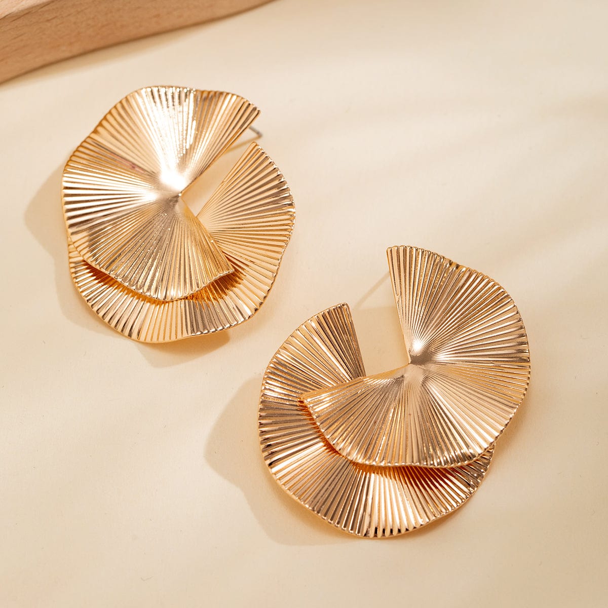 Geometric Double Layer Fan Shaped Earrings - ArtGalleryZen