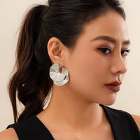 Thumbnail for Geometric Double Layer Fan Shaped Earrings - ArtGalleryZen