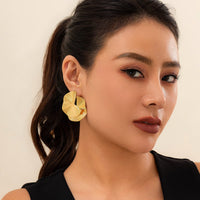 Thumbnail for Geometric Double Layer Fan Shaped Earrings - ArtGalleryZen