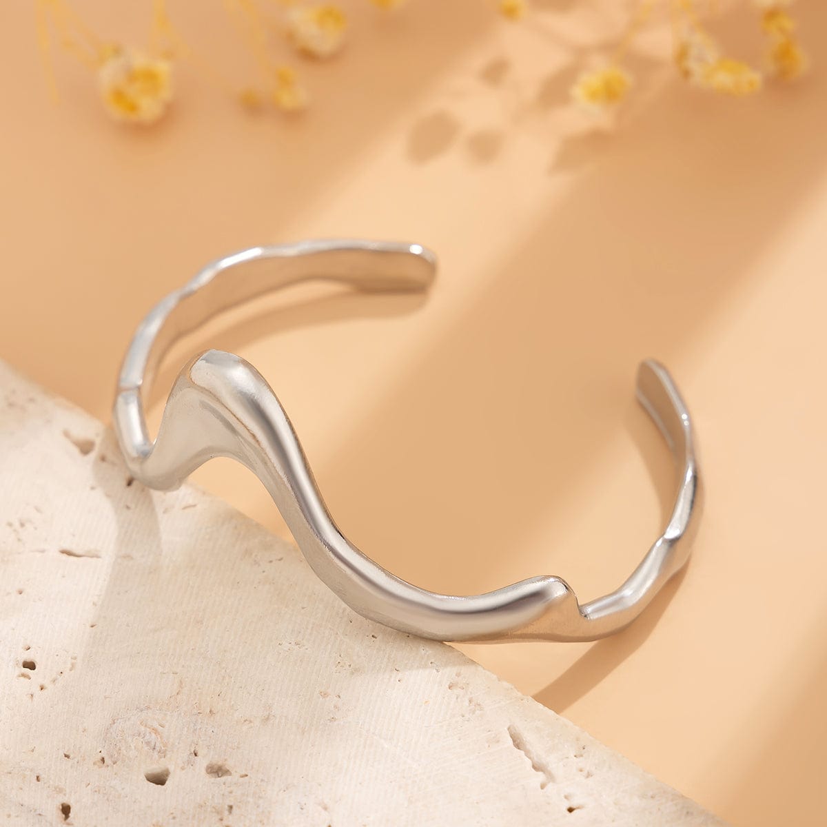 Geometric Abstract Flow Water Open Cuff Bracelet - ArtGalleryZen
