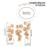 Thumbnail for Geometric Abstract Gold Silver Tone Leaf Pendant Earrings Necklace Set - ArtGalleryZen