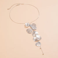 Thumbnail for Geometric Abstract Leaf Pendant Y Necklace - ArtGalleryZen