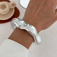 Thumbnail for Geometric Abstract Liquid Flow Glossy Bangle Bracelet - ArtGalleryZen