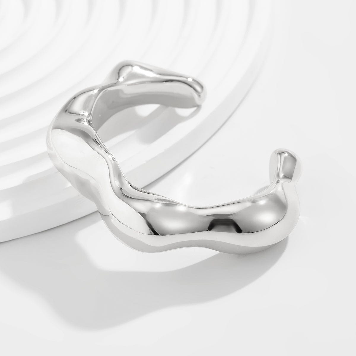 Geometric Abstract Liquid Flow Glossy Bangle Bracelet - ArtGalleryZen