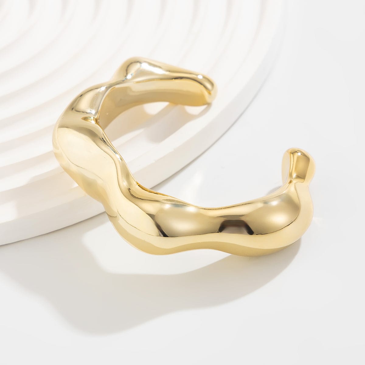 Geometric Abstract Liquid Flow Glossy Bangle Bracelet - ArtGalleryZen