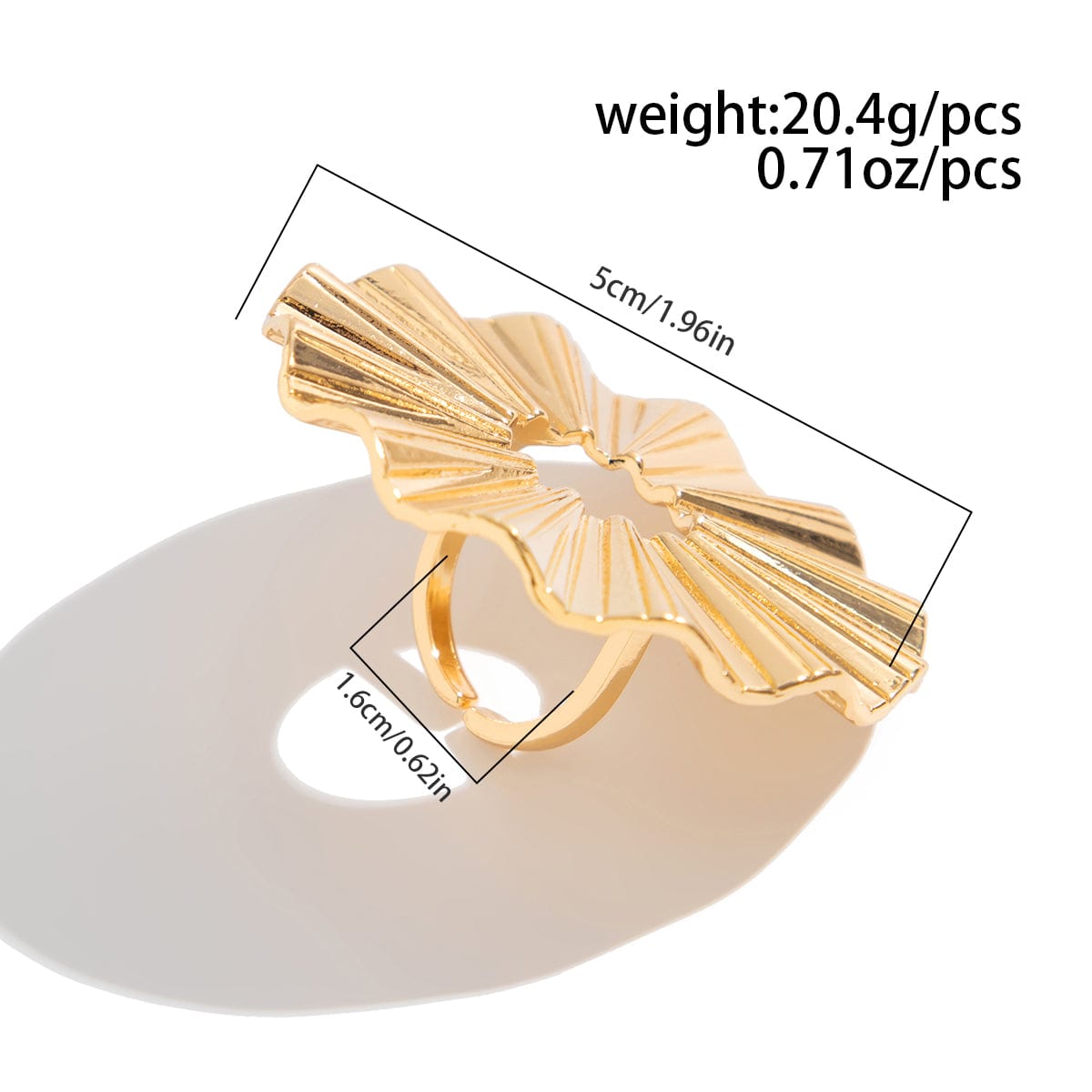 Geometric Abstract Lotus Leaf Feather Pearl Open Ring Set - ArtGalleryZen
