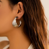 Thumbnail for Geometric Abstract Pattern Hoop Earrings - ArtGalleryZen
