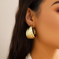 Thumbnail for Geometric Abstract Pattern Hoop Earrings - ArtGalleryZen