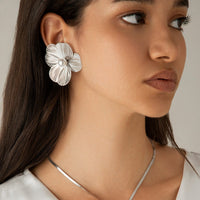 Thumbnail for Geometric Abstract Pearl Floral Pattern Earrings - ArtGalleryZen