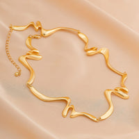 Thumbnail for Geometric Abstract Wave Ribbon Collar Necklace - ArtGalleryZen