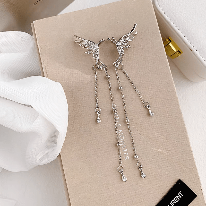 Geometric Angel Wings Butterfly Dangle Earrings - ArtGalleryZen