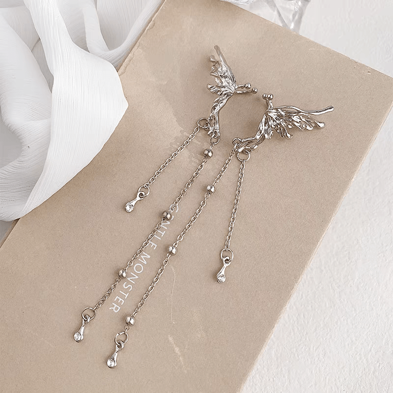 Geometric Angel Wings Butterfly Dangle Earrings - ArtGalleryZen