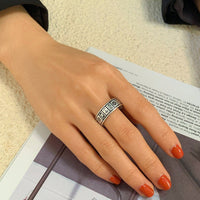 Thumbnail for Geometric Antique Silver Mahjong Ring - ArtGalleryZen